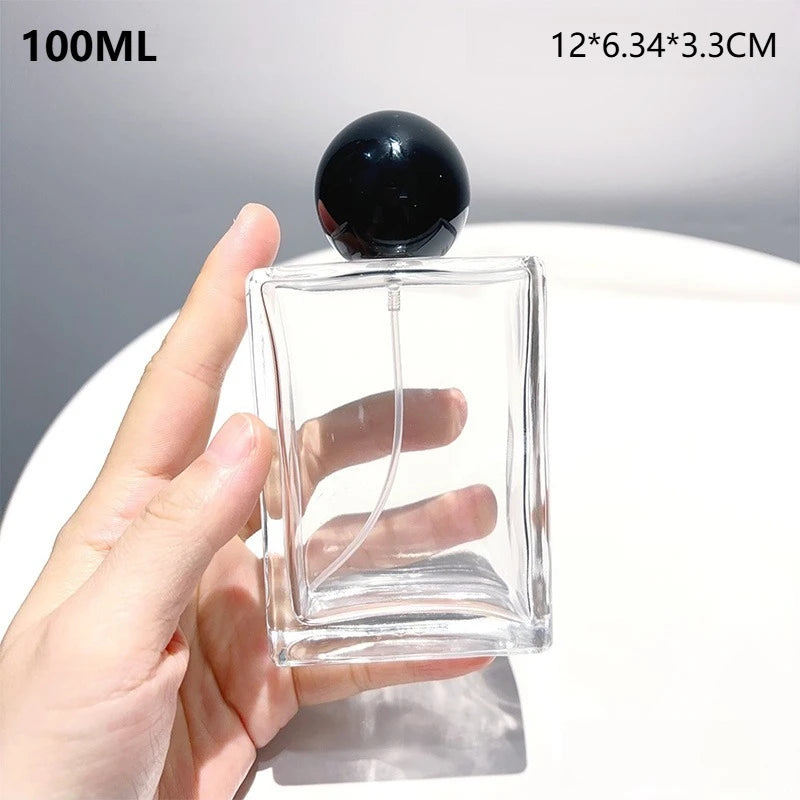 100/50/30ML Perfume Bottles Square Glass Portable Spray Bottle Large Capacity Replacement Empty Wholesale Refillable Containers