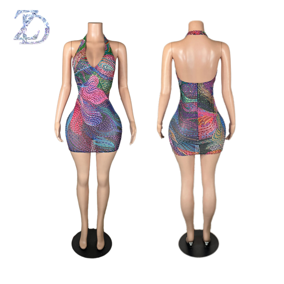 Floral Print Sexy Deep V-neck Halter Sleeveless Maxi Dress Stylish Dress Women's Backless Dress
