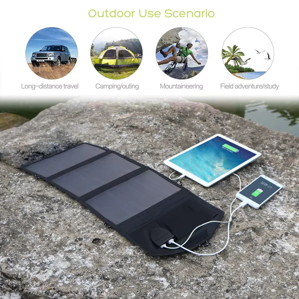 ALLPOWERS Foldable Solar Panel 5V 21W Portable Solar Charger Waterproof Solar Battery for Mobile Phone Outdoor Camping Hiking RV