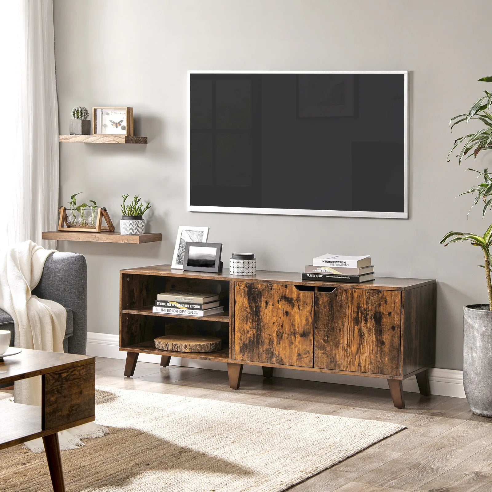 VASAGLE Low board TV wardrobe, Long 140cm, for television up to 65 inches