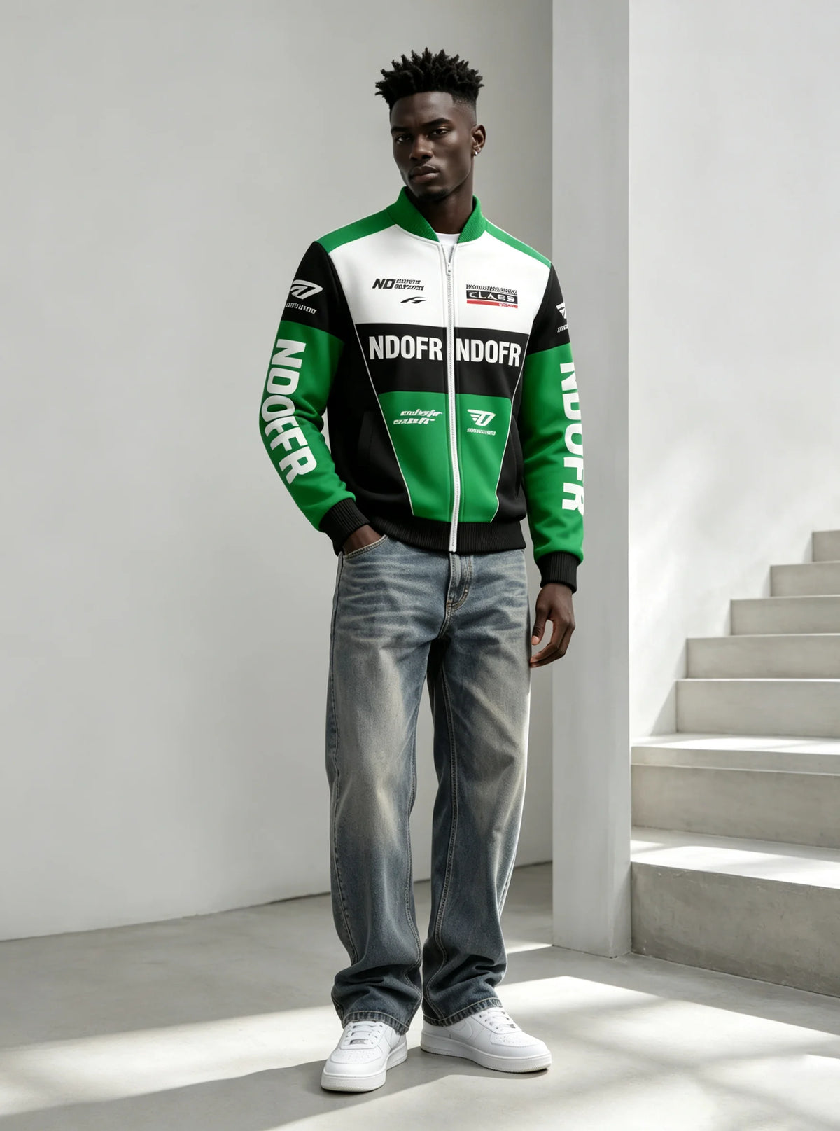Men's pilot jacket with zipper pocket, casual baseball collar, outdoor sports pilot jacket