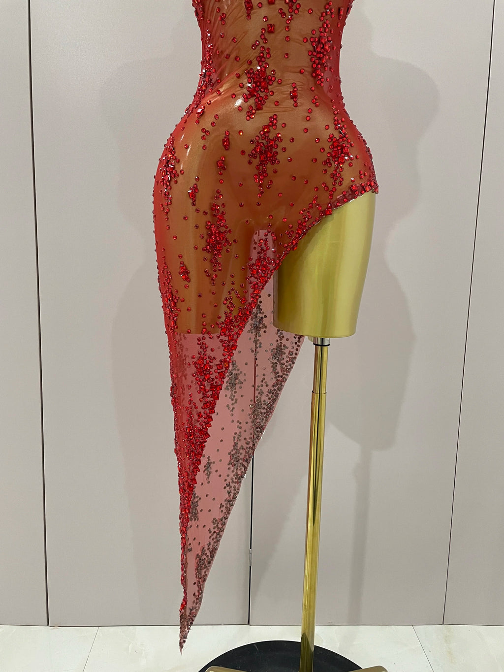 2025 New Sparkly Rhinestone V Neck Stretch Mesh Sexy See Through Dress Women Elegant Party Celebrate Perform Costume Stage Outfi