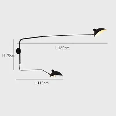 French Design Wall Sconce Lamp Long Arm Led Light with Angle Adjustable for Living Room Bedroom