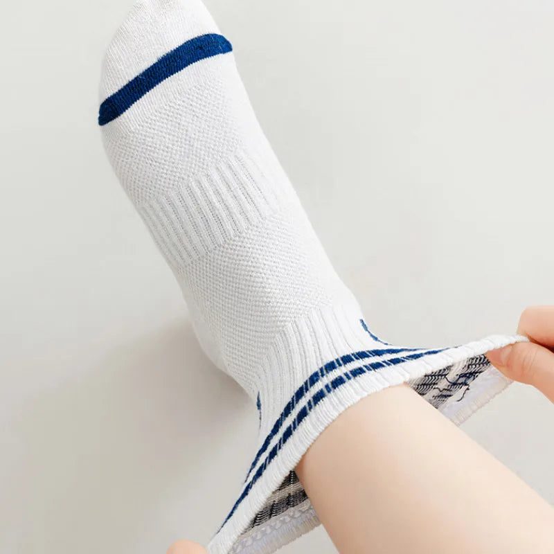 5Pairs Kids Mesh Socks Spring Summer Mid Tube Sock 1-8Y Boy Girl Thin Breathable Children Sport Sock Stripe Number Baby Footwear