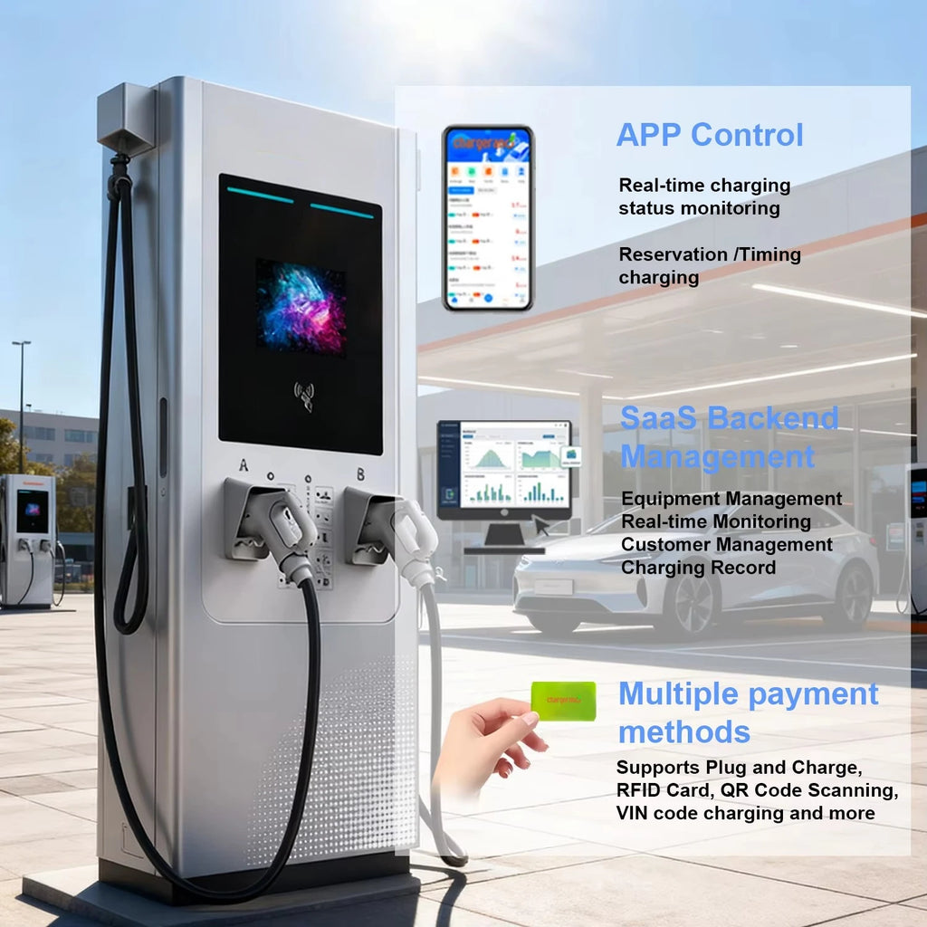 New DC Electric Car Charging Station 60KW 90KW 120KW Commercial IP55 Floor Mounted DC EV Charger With 7 Inch Screen