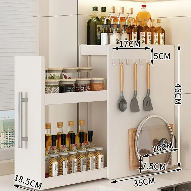 Shelf Kitchen Pull-out Seasoning Countertop Multifunctional Seasoning Storage Rack Dustproof Extremely Narrow Side Box Cabinet