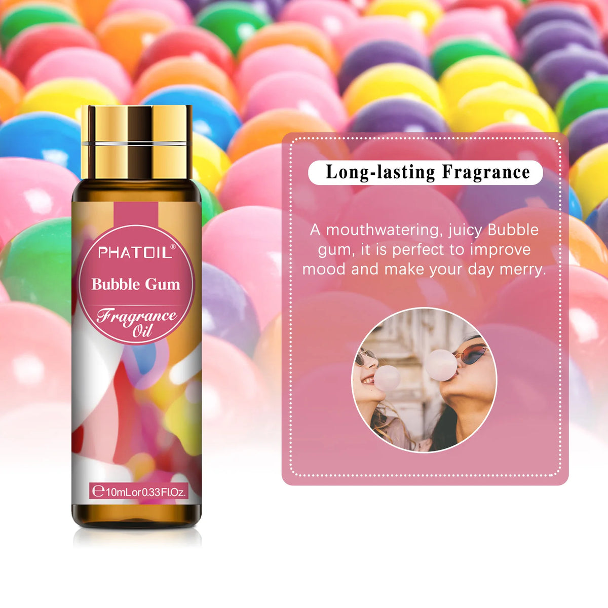 PHATOIL 10ml Fragrance Oil with Dropper White Musk Bubble Gum Sea Breeze Vanilla & Coconut  Coffee Aromatherapy Fragrance Oils