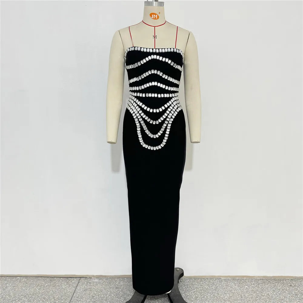 Women New Arrival Sexy Strapless Beading Bandage Dress Bodycon Clothes Club Party Evening Elegant Dresses