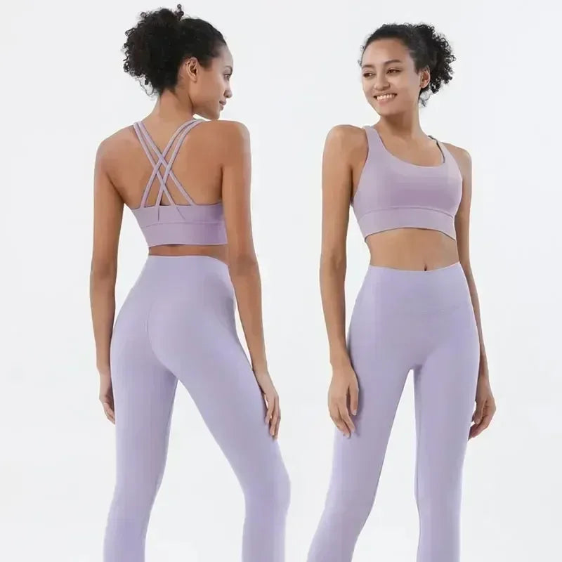 Women's 2 Piece Sports Set - High Waist Booty-Lifting Leggings with Back Pocket & Sports Bra Yoga/Gym/Running Workout Outfit