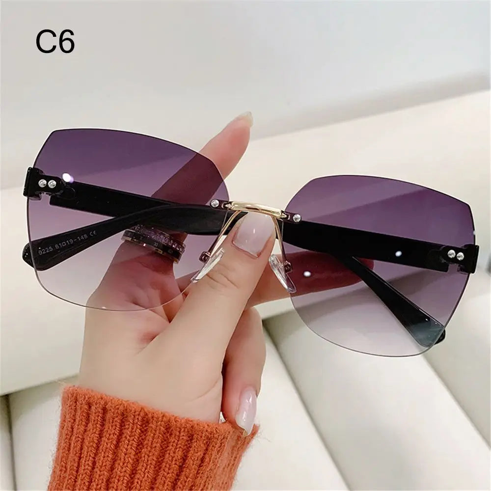 Vintage Rimless Sunglasses 2024 Women Gradient Sunglasses  Summer Shades Fashion UV400  Frameless Sun Glasses Ladies Eyeglasses