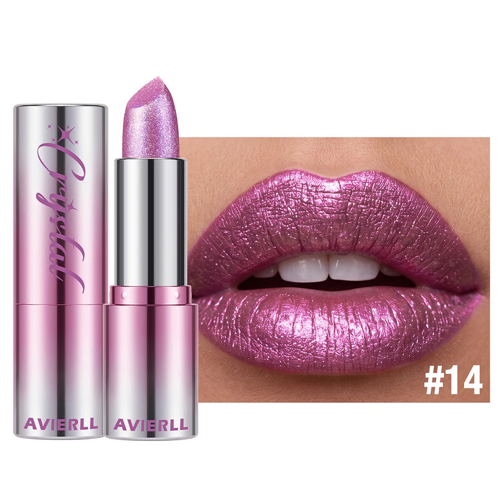 6 Color Metallic Shimmer Lipstick Diamond Pearlescent Pink Glitter Solid Lip Gloss Shiny Gold Lipgloss Lasting Lip Beauty Makeup
