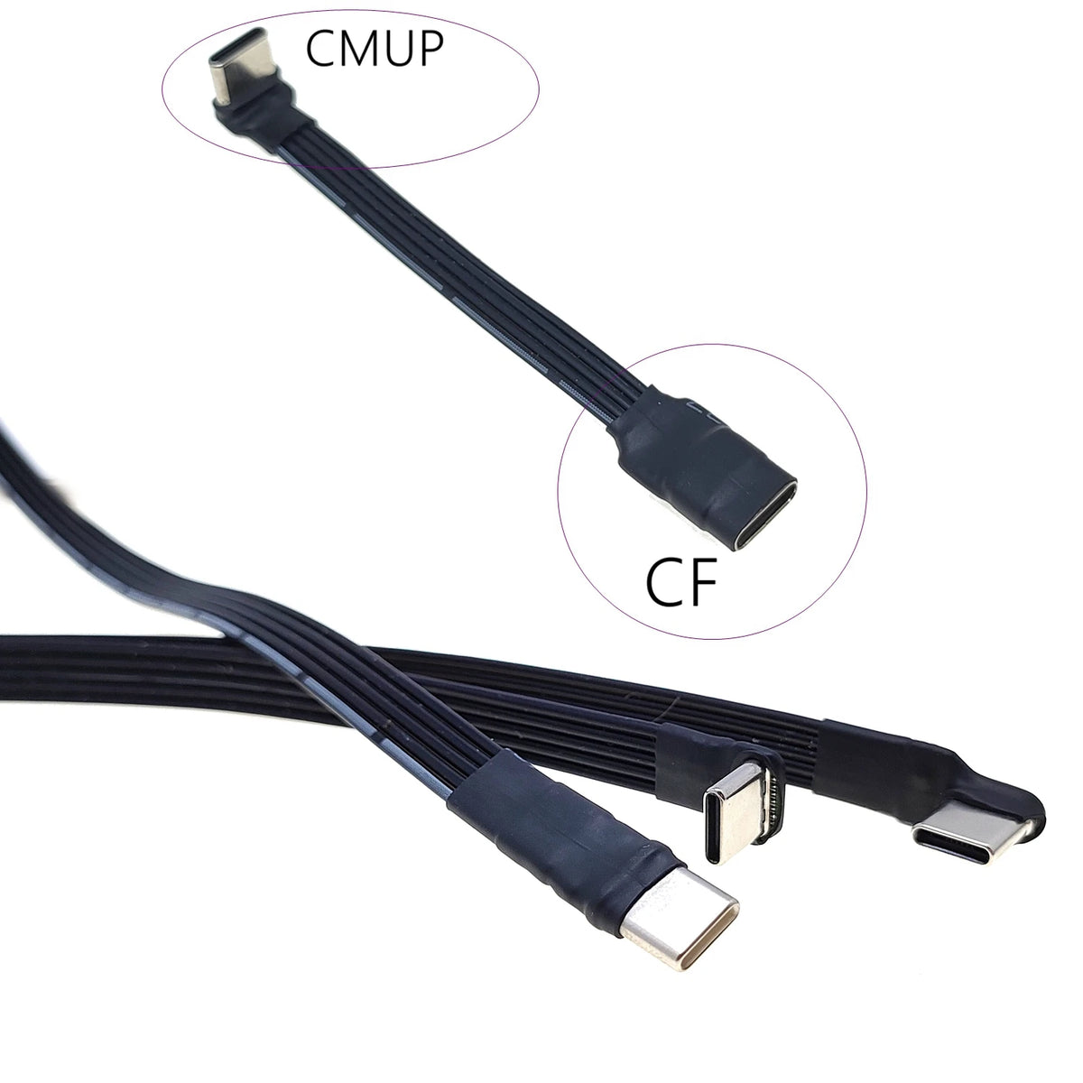 20CM 30CM 10CM 5CM USB 2.0 Type-C Flat Cable Extension FPC Cable USB 2.0 USB-C 90° Up/Down Angled Plug 5CM-1M