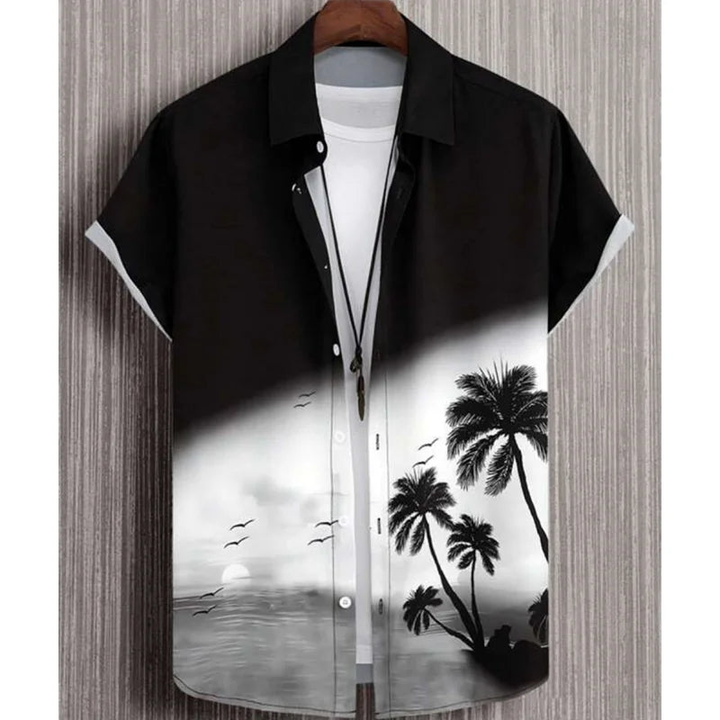 Hawaiian Men'S Shirt 3d Gradient Printing Loose Oversized Shirts And Blouses High-Quality Clothing Beach Party Sweatshirts