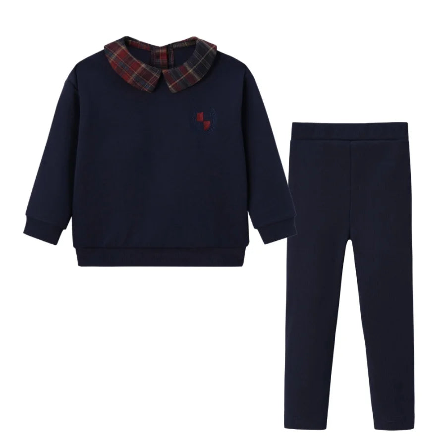 (Ship out in 1day)AS AW26 Denim Varsity Collection Navy Blue Denim+ Embroidery Sweatshirt weekday fabric brother sister clothing