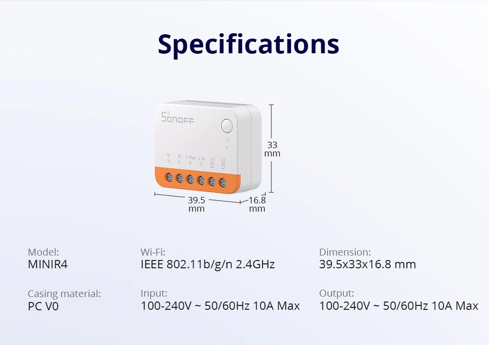 SONOFF Mini R4 Extreme Wifi Smart Switch External Switch Control Detach Relay Smart Home DIY Light Switch Via EWelink APP Alexa