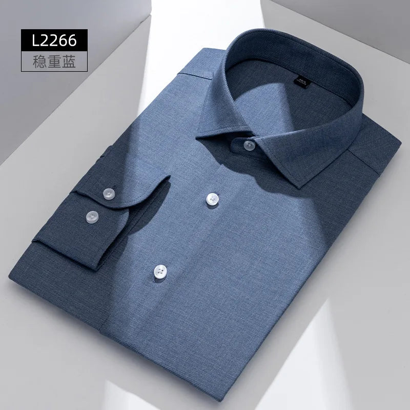 Windsor Collar French Shirt Men's Wrinkle-free Long-sleeved Twill Business Light Luxury Men's Casual Workwear Shirt for Men