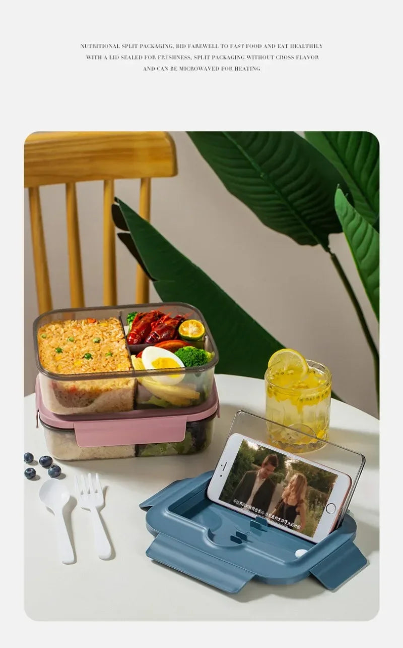 Food-grade Lunch Boxes Home Children's Compartments Bento Box Can Be Heated Microwave Oven Student Rectangle Plastic Lunch Boxes