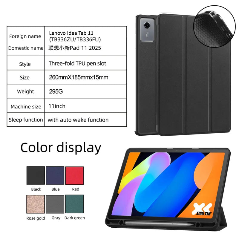 Coque For Lenovo Idea Tab 11 TB336FU Case With Pen Holder Magnetic Leather Fold Smart Cover For Xiaoxin Pad 11 2025 TB335FC Case