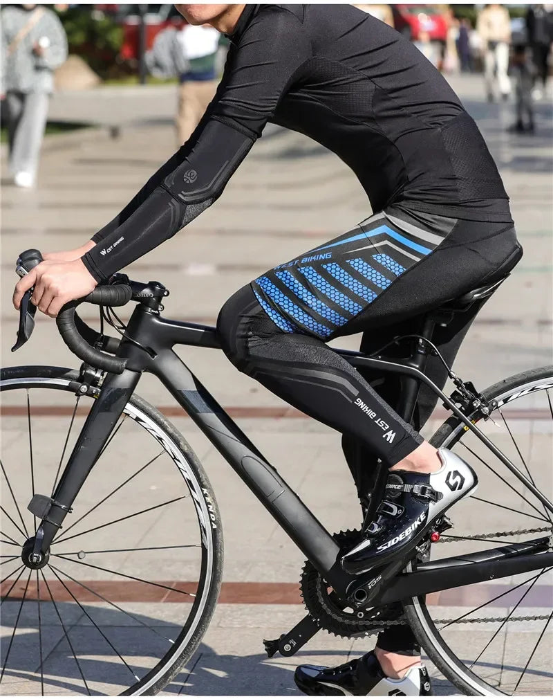 WEST BIKING Sports Compression Leg Sleeves Men Women MTB Winter Fleece Leg Warmers Men Women Cycling Running Basketball Leggings