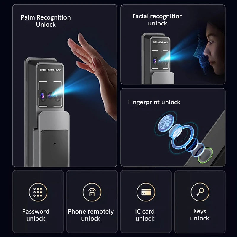 Waterproof 3D Face Recognition smart Door Lock TTlock WiFi Unlock Digital Smart Lock Fingerprint Key Card Nfc Phone Unlock Lock