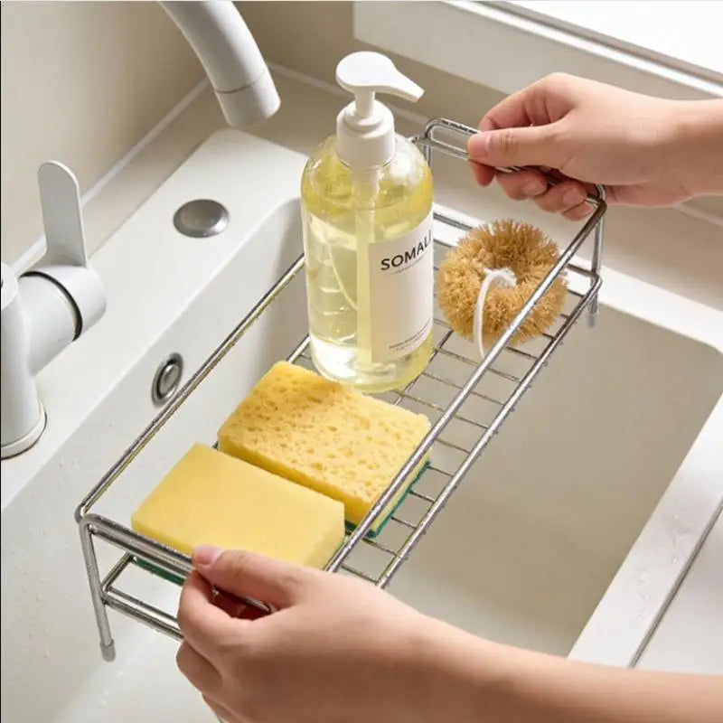 Kitchen Countertop Organizer in Stainless Steel with Dedicated Sponge Holder