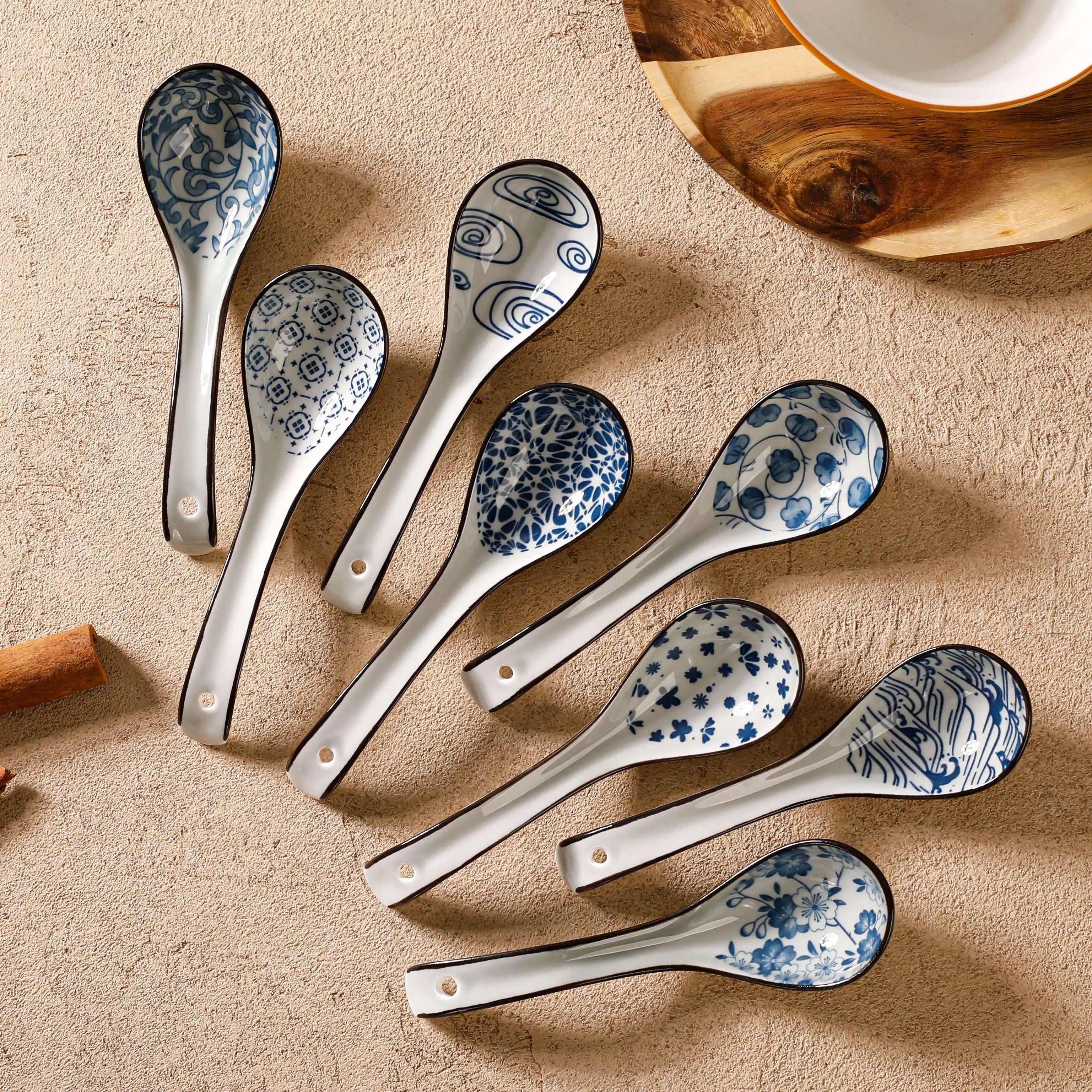 8pcs Ceramic Colored Glazed Soup Spoons for Household Use, Ceramic Spoons for Soup Drinking