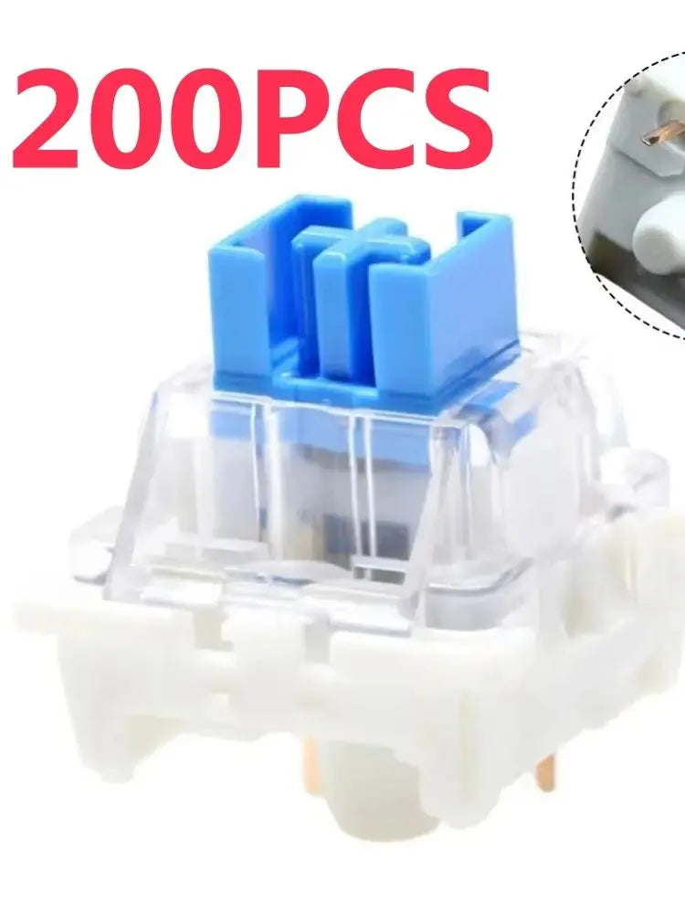 200/10pcs Mechanical Keyboard Switches Blue Switch Customizable Hot-Swappable 3 Pins Cross Stem for Mechanical Keyboard