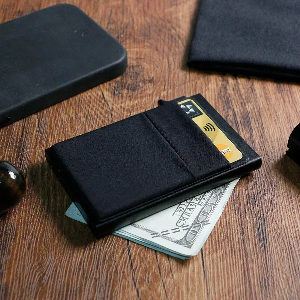Engraved Rfid Credit Card Holder Smart Wallet Customized Slim Metal Pop Up Personalized Bank Cardholder Wallets for Men Women