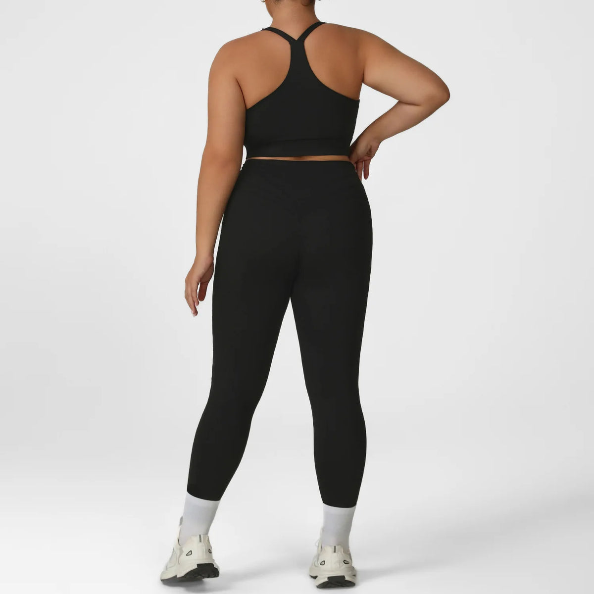 Plus Size Women Yoga 2 Piece Set Y Back Sports Bra High Waist Scrunch Butt Leggings Gym Set Fitness Workout Activewear Outfit
