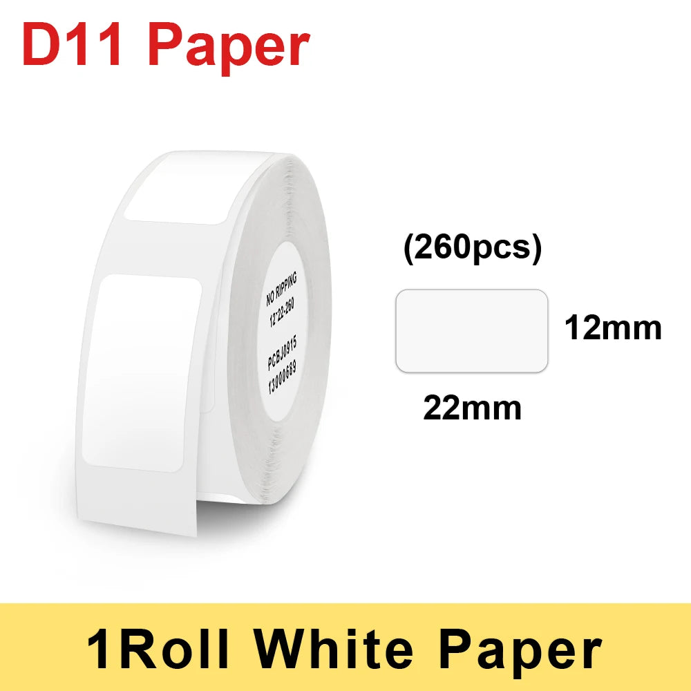 1Roll Niimbot D11 D101 D110 H1 Label Sticker Paper Rolls Various sizes of White Color Rolls