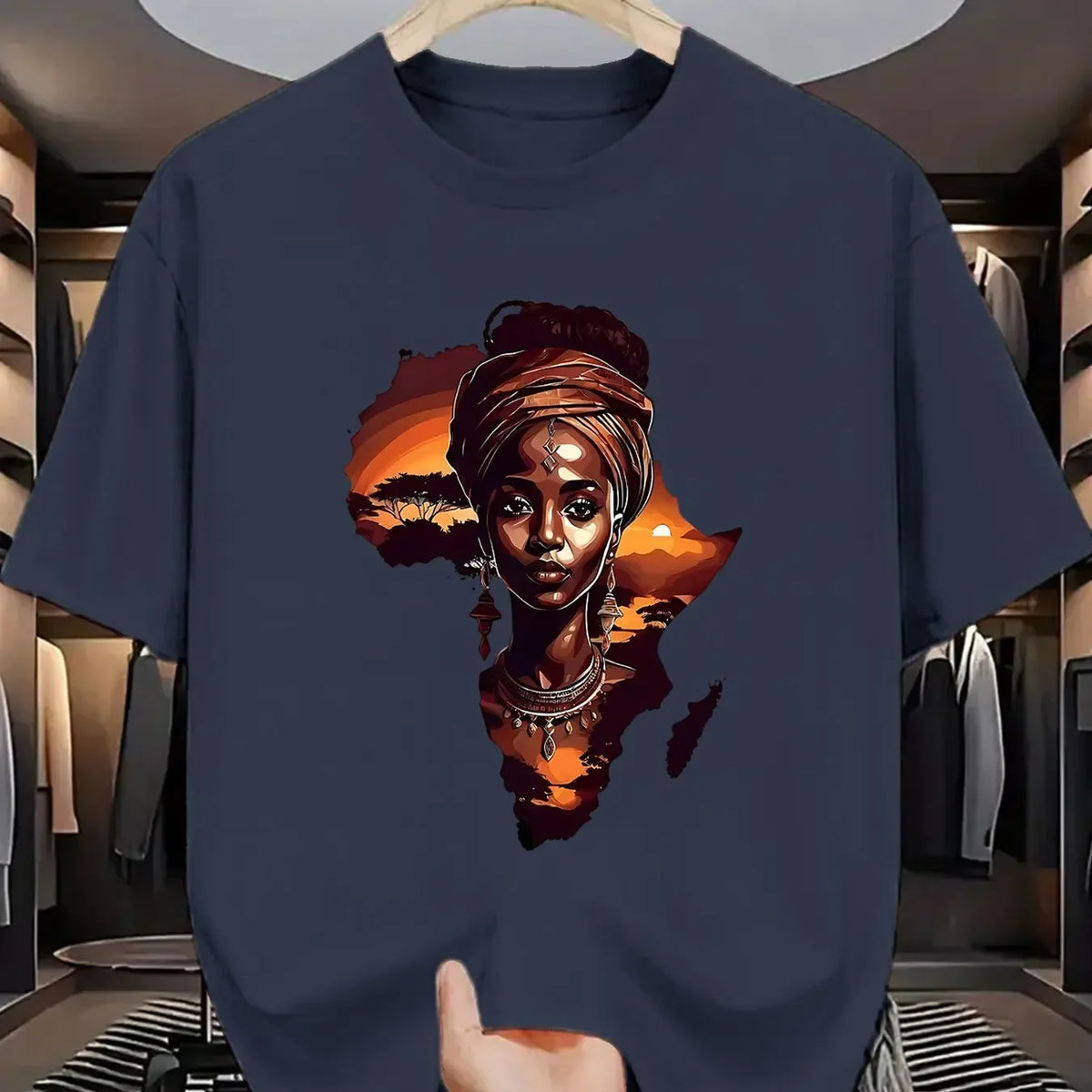 Men's "African Queen & Continent" Graphic T-Shirt 100% Cotton Hot Sale Cultural Tee