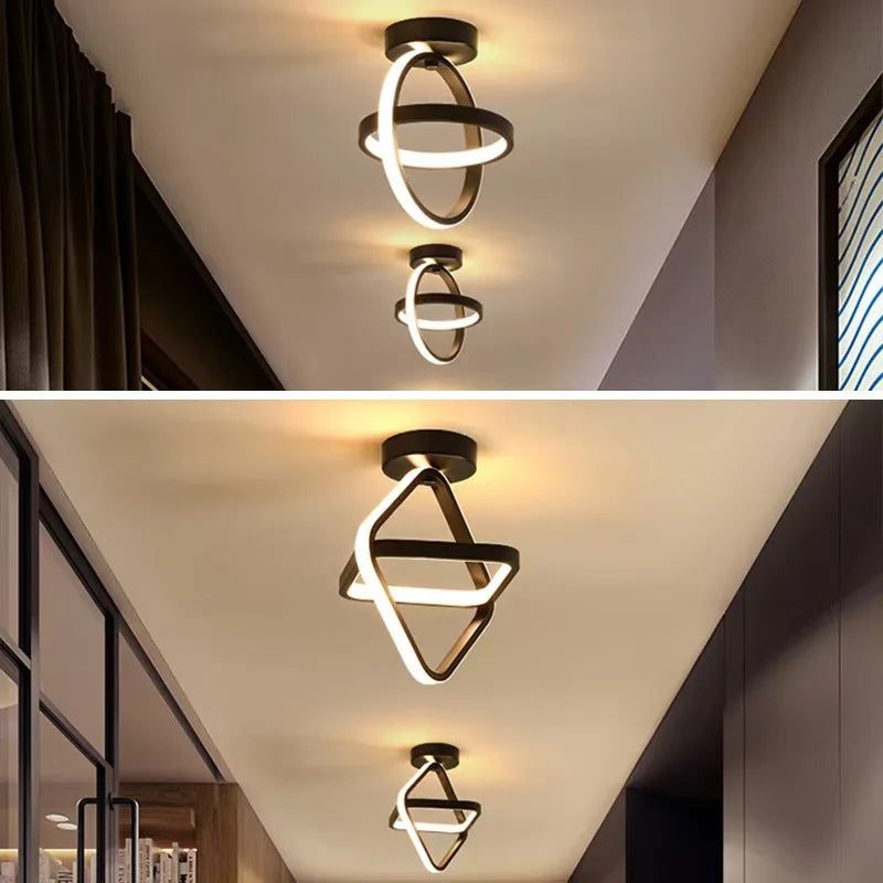 Modern LED Aisle Ceiling Light 2 Ring Creative Dimmable Living Room Ceiling Lamp Hallway Entrance Balcony Office Indoor Lighting