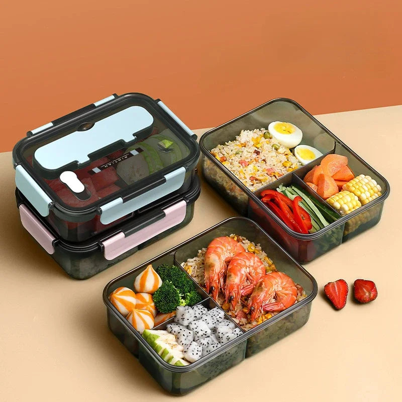 Transparent Lunch Box for Kids Food Storage Container with Lids Leak-Proof Microwave Food Warmer Snacks Bento Box Japanese Style