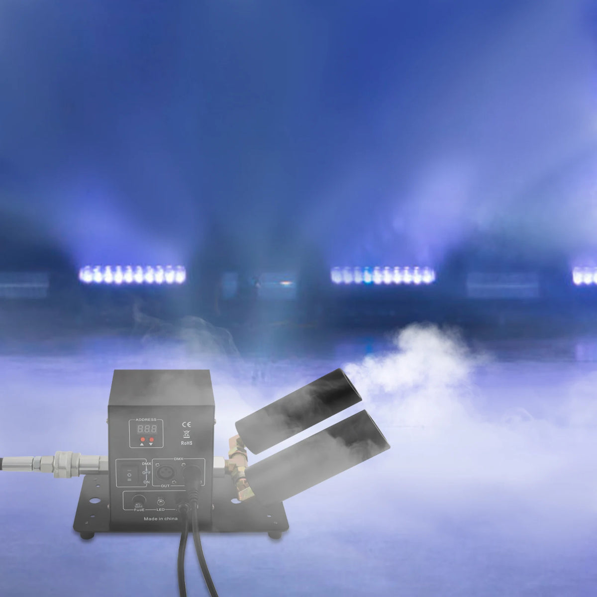 110V 150W Dual‑Head CO₂ Jet Fog Machine, Professional Carbon Dioxide Gas Column Smoke Machine for Stage, Party, Event Effects