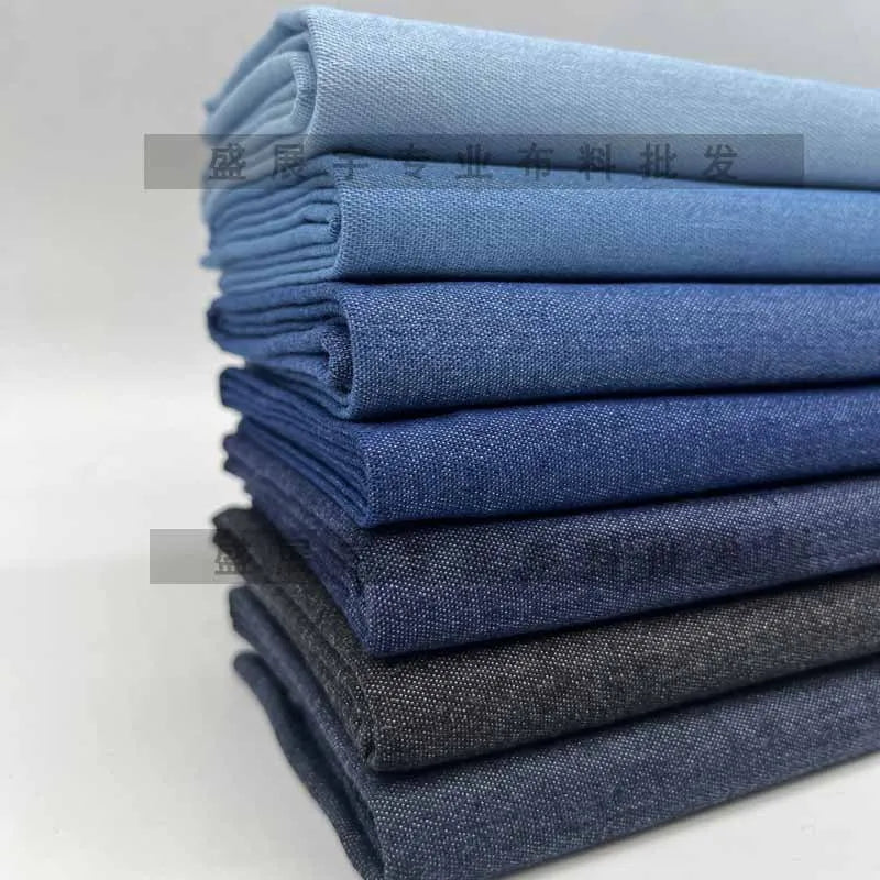 Thin Elastic Denim Fabric By The Meter for Clothing Shirts Jackets Pants Dresses Skirts Bags DIY Sewing Washed Cloth Soft Black
