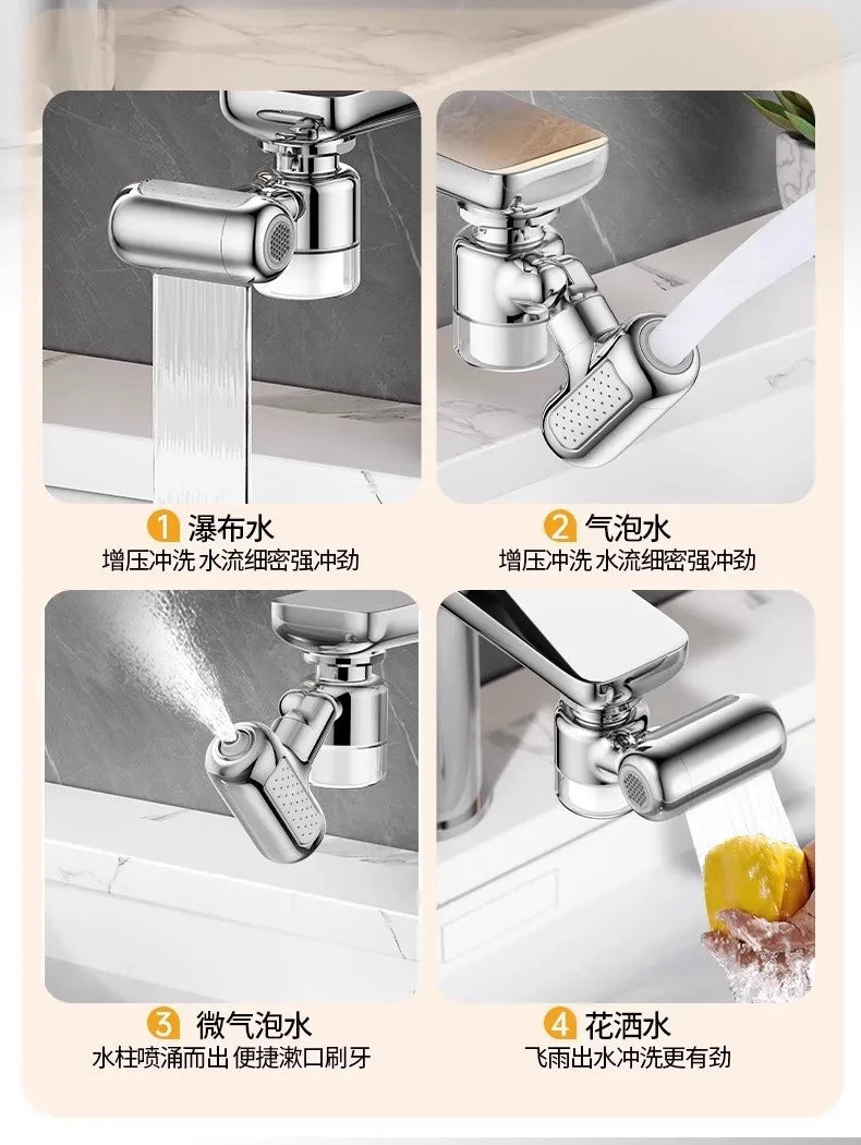Universal 4 Modes Kitchen Faucet Extender with Filter Brass Swivel Tap Bubbler Nozzle Faucets Aerator Splashproof Extension