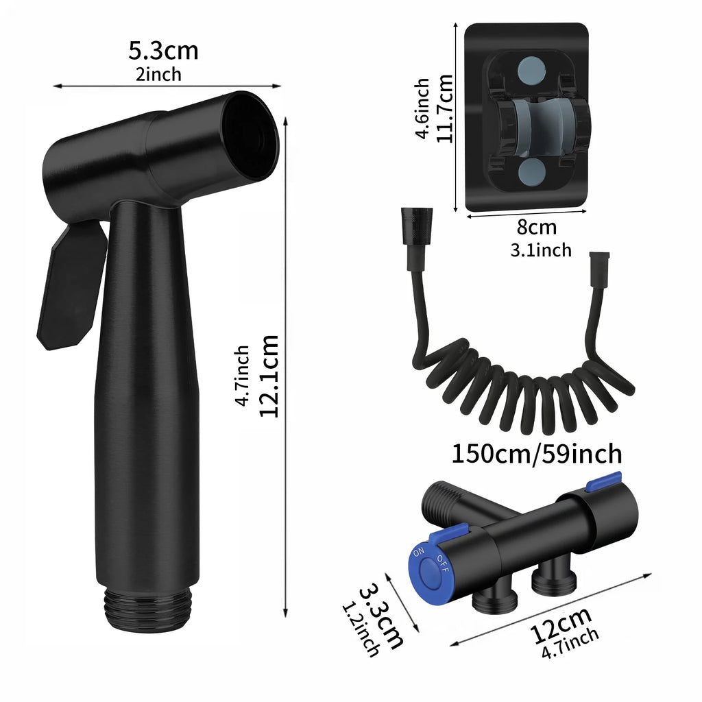Toilet Bidet Sprayer Gun Set 304 Stainless Steel Handheld Faucet Spray With 1.5M Flexible Hose Bathroom Shower Self Cleaning