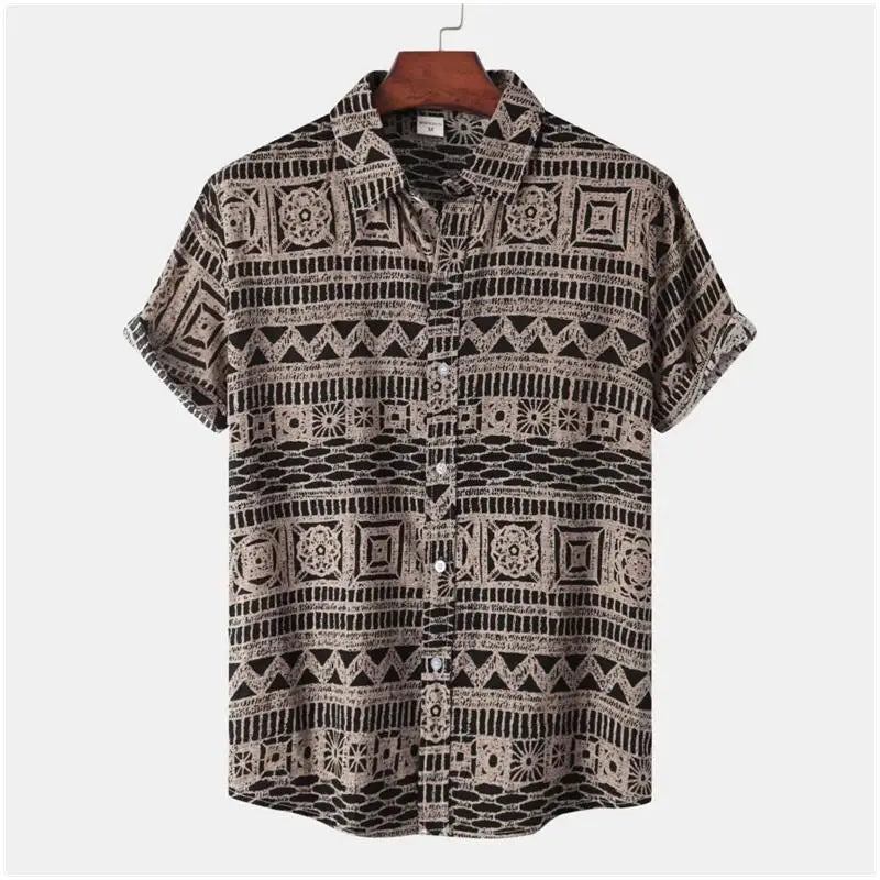 2026 Summer Men's Shirt Print Design Pattern Casual Loose Fashion Breathable Shirt