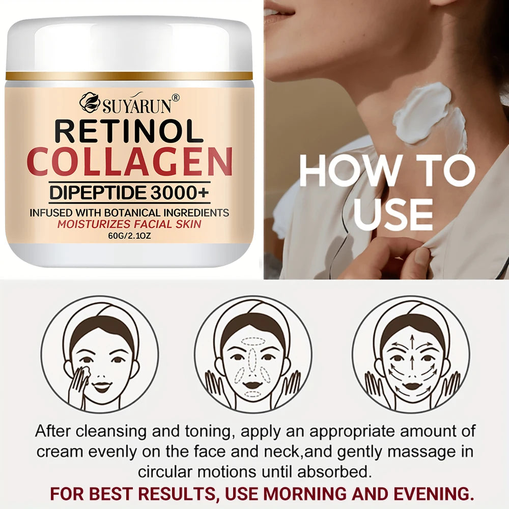 SUYARUN Retinol Collagen Face Cream Hydrating Moisturizing Anti-Aging Wrinkle Firming Night Cream for All Skin Types.