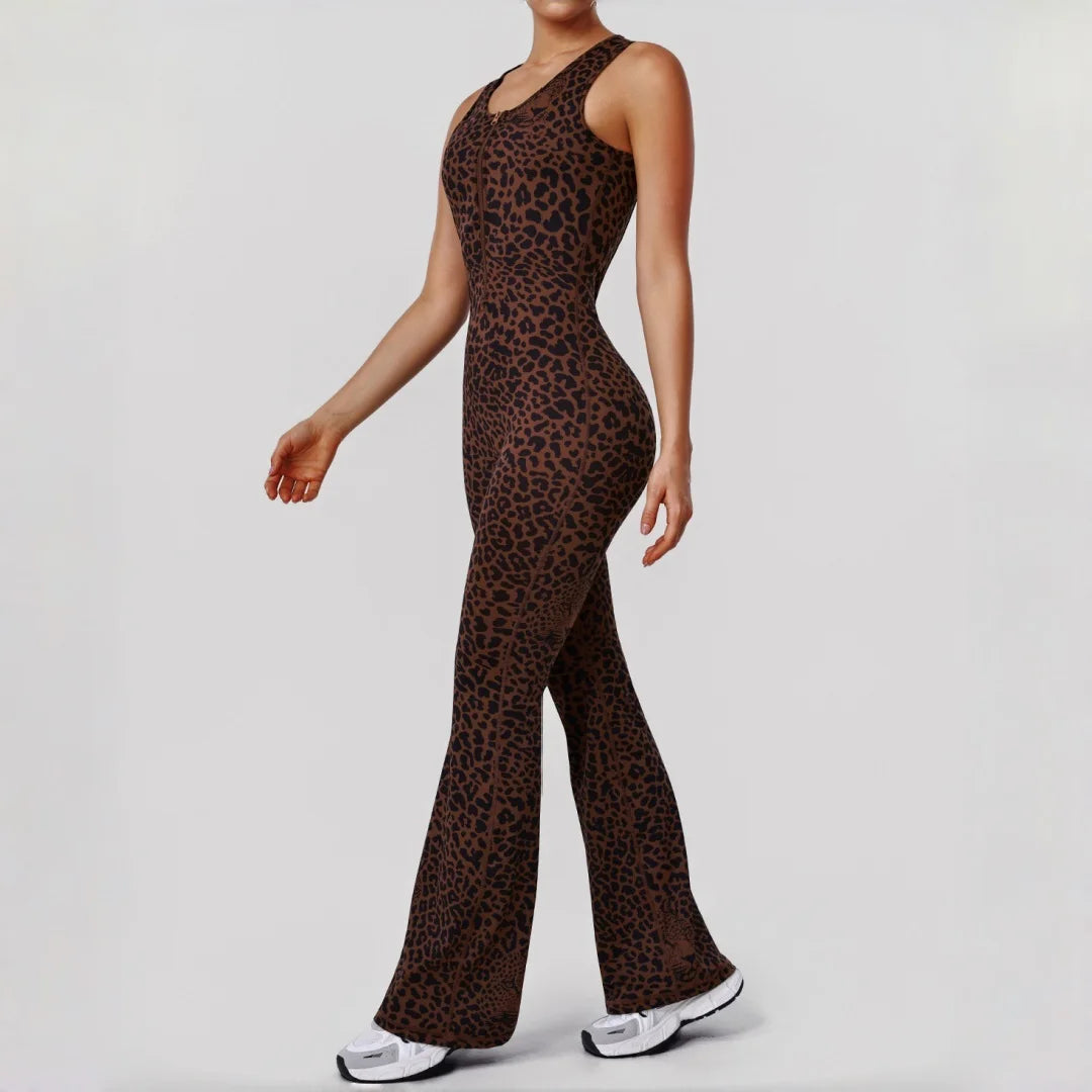 Women's Leopard Print One-Piece Yoga Jumpsuit Hip Lift Backless Sexy Fashion Sports Running casual Workout Gym Fitness Jumpsuit