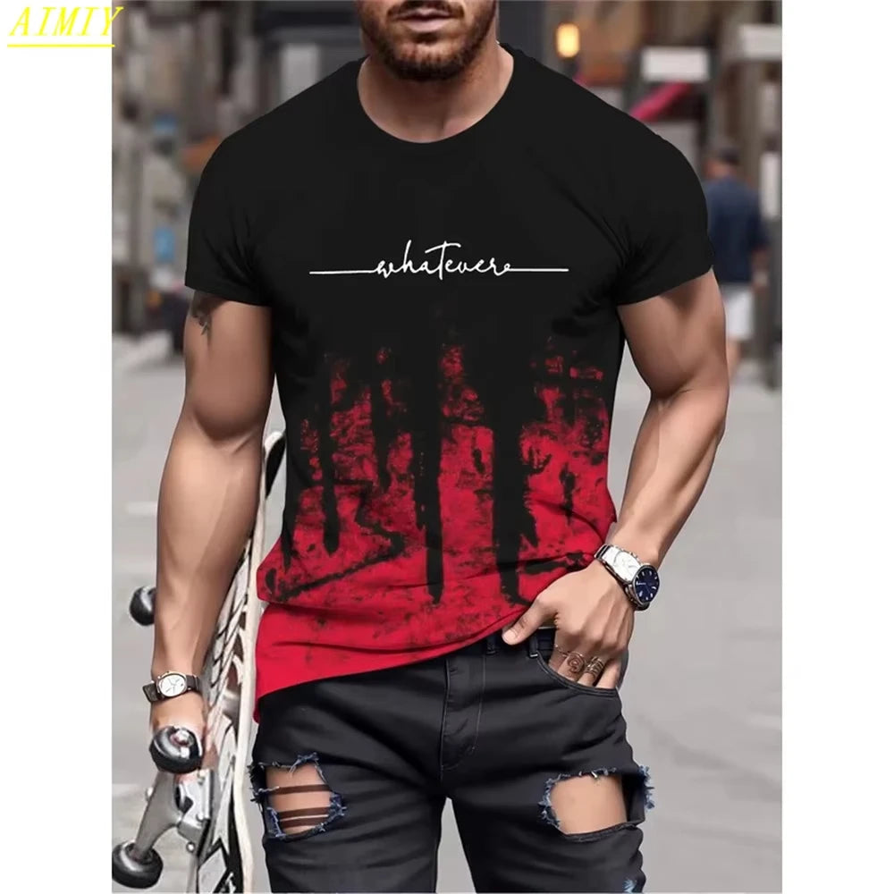 Casual Men's T-Shirts Spring Clothing Ombre Shirts Oversized Short Sleeve Tops Boys Tees Oversized Vintage T-Shirts For Mens