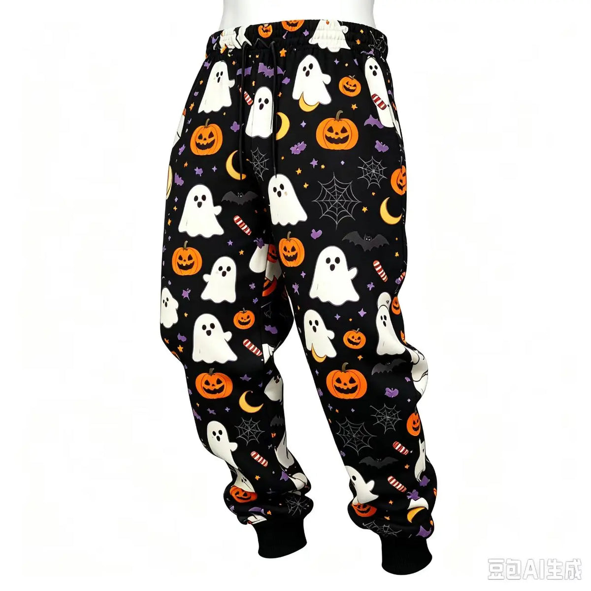 Halloween  new men's printed sweatpants, teens joggers, comfortable loose fit drawstring pants, unisex fashionable casual pants