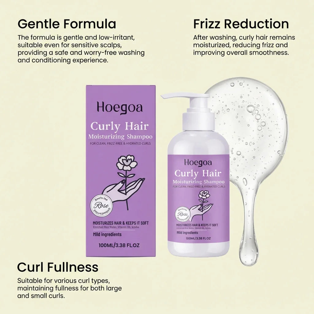 Moisturizing Shampoo for Curly Hair - Hydrates and Nourishes Curly Hair, Daily Care, Gentle Scalp Cleansing