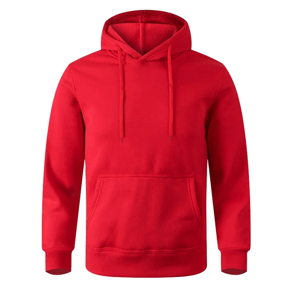 2025 New Men's and Women's Warm Sweatshirt Casual Solid Color Streetwear Pullovers Sport Fitness Pocket Hoodies Multi Color