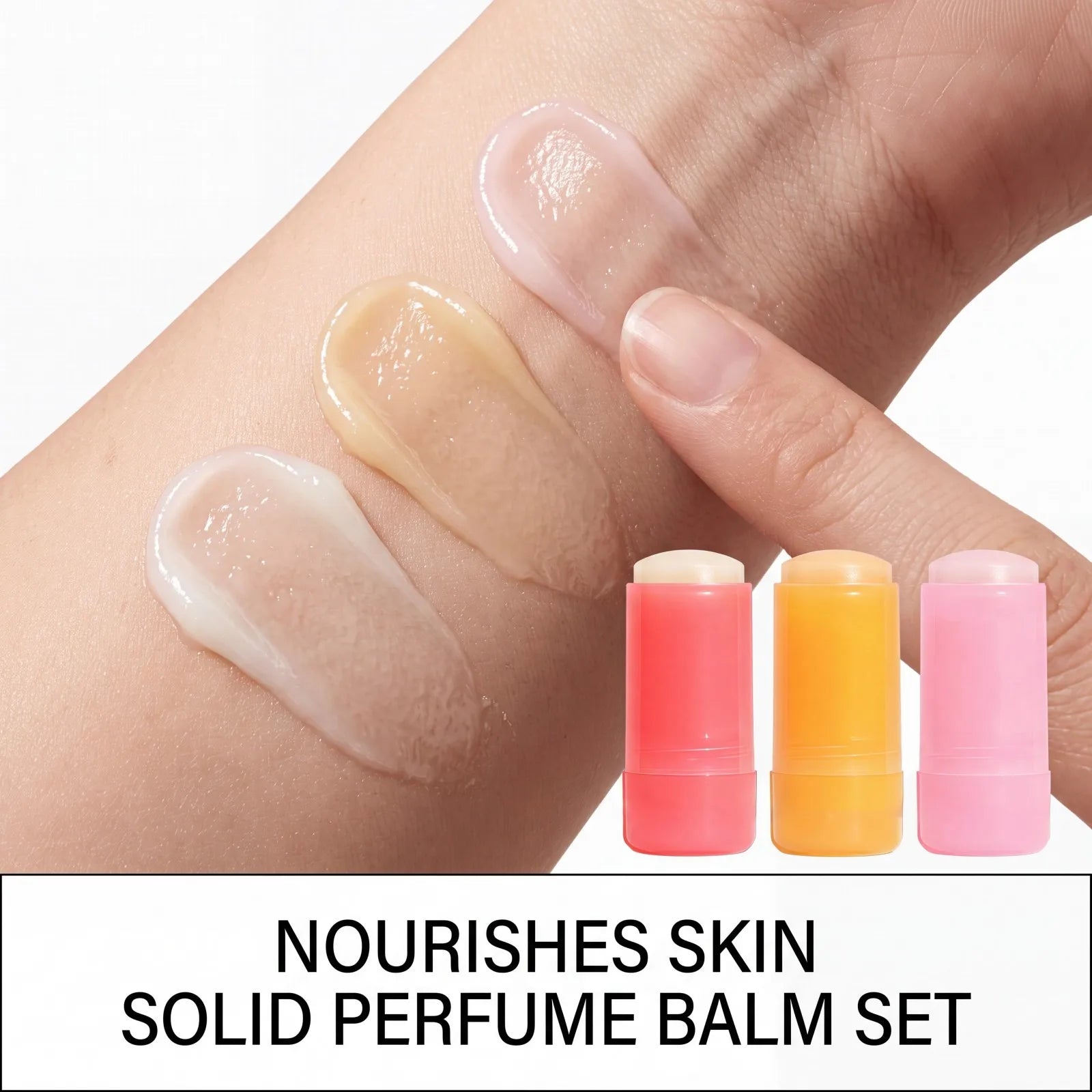 Jelly Perfume Balm 3 Scents 40 Amber Vanilla 62 Almond Caramel 68 Lychee Fruity Long Lasting Portable Travel Solid Perfume