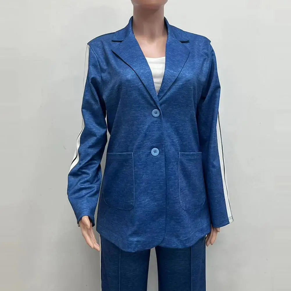 2 Piece Set Women Outfit Winter Fall Fashion V neck Long Sleeve Coat Elegant Straight Leg Pant Set Women Sports Clothing