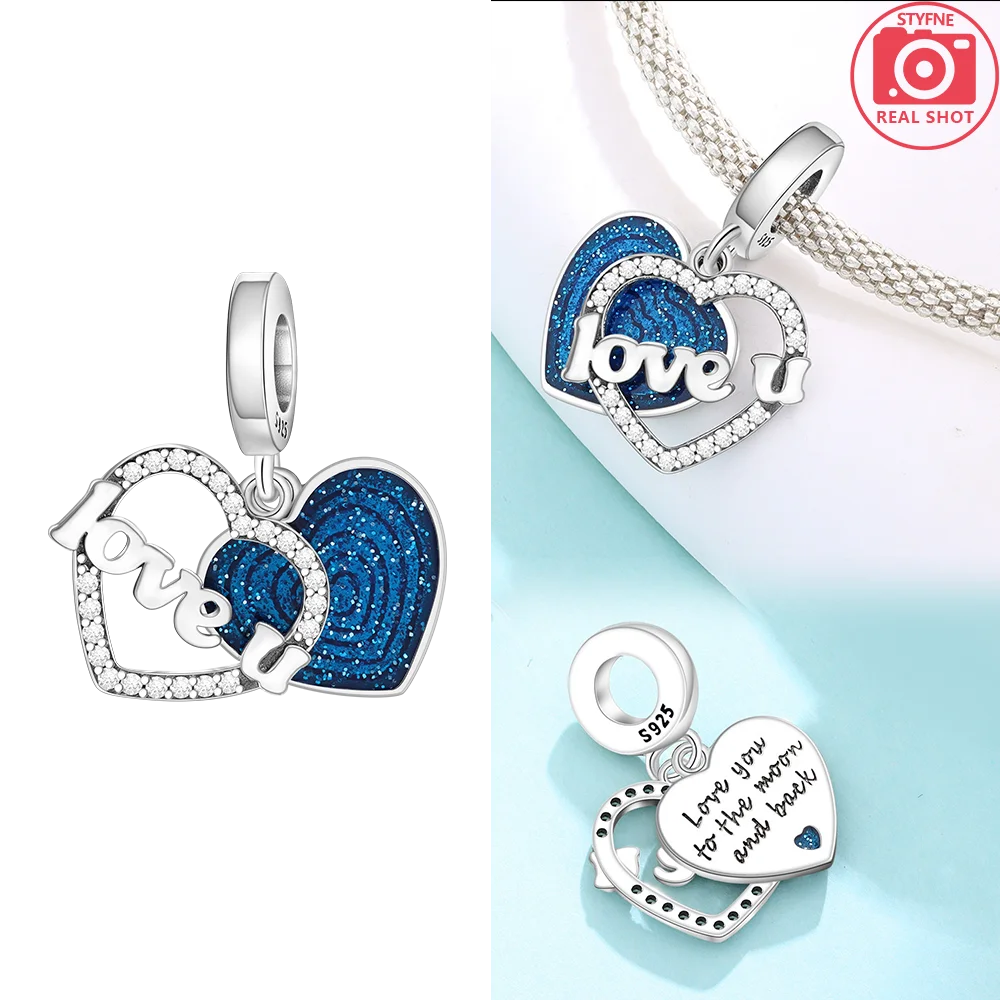925 Sterling Silver Pink Zircon Love Beads Charms Fit Bracelet Women Jewelry Diy Anniversary Gift Delicate Accessories Bag Charm