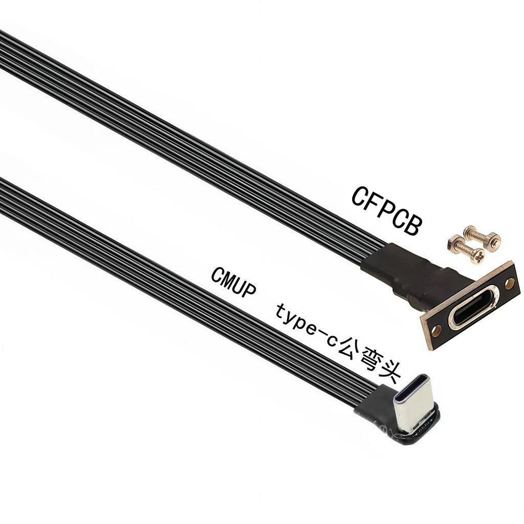 20CM 30CM 10CM 5CM USB 2.0 Type-C Flat Cable Extension FPC Cable USB 2.0 USB-C 90° Up/Down Angled Plug 5CM-1M