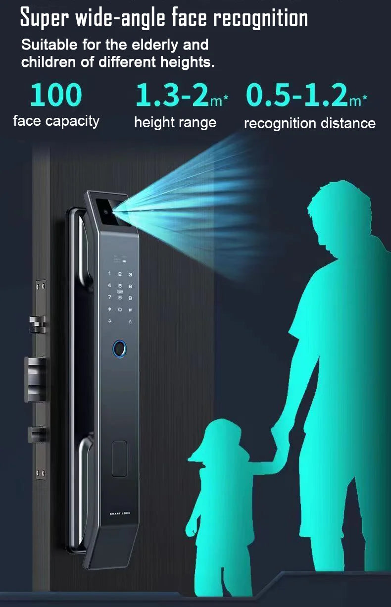 Tuya 3D Face Recognition Unlock Digital Password Door Lock With Camera FIngerprint Password Unlock Keyless Electronic Lock