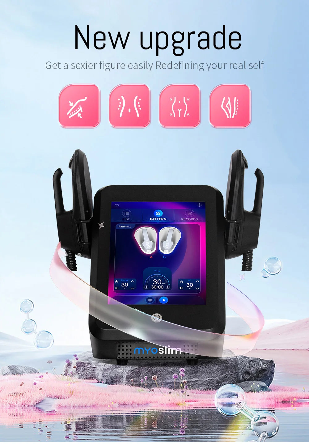EMS Body Sculpt Machine RF Sculpting Weight Loss Burning Fat Slimming Muscle Stimulation Equipment 6500W HI-EMT MYOslim